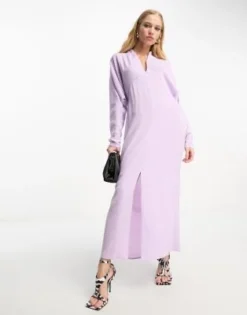 ASOS DESIGN - Vestito Midi Ad Ali Di Pipistrello Con Scollo Profondo Lilla