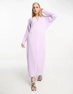 ASOS DESIGN - Vestito Midi Ad Ali Di Pipistrello Con Scollo Profondo Lilla -Vendite ASOS Maternity || RIVER ISLAND || Monki 204301192 4