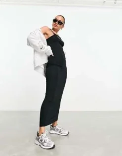 ASOS Weekend Collective - Vestito Sottoveste In Jersey Nero -Vendite ASOS Maternity || RIVER ISLAND || Monki 204315997 4