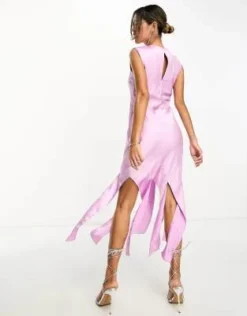 ASOS DESIGN - Vestito Midi Senza Maniche Asimmetrico Strutturato A Pannelli Lilla Con Orlo Sfrangiato -Vendite ASOS Maternity || RIVER ISLAND || Monki 204318505 4