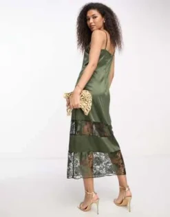 River Island - Vestito Sottoveste Kaki Con Dettaglio In Pizzo -Vendite ASOS Maternity || RIVER ISLAND || Monki 204335934 3