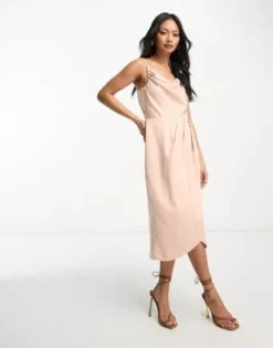 Closet London - Vestito Midi Color Cipria Con Scollo Ad Anello -Vendite ASOS Maternity || RIVER ISLAND || Monki 204336649 4