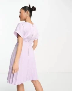 Closet London Petite - Vestito Corto A Pieghe A Portafoglio Color Lavanda -Vendite ASOS Maternity || RIVER ISLAND || Monki 204337096 3