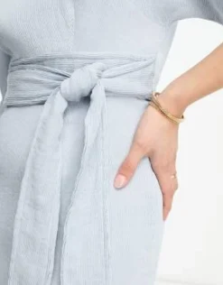 Closet London Petite - Vestito Longuette Midi Blu Polvere A Coste -Vendite ASOS Maternity || RIVER ISLAND || Monki 204337124 4