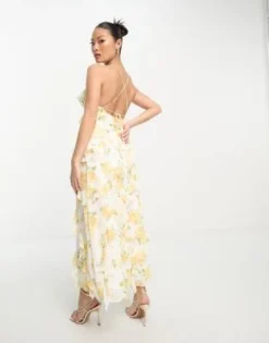 Forever New Petite - Vestito Lungo A Fiori Gialli Con Volant -Vendite ASOS Maternity || RIVER ISLAND || Monki 204337456 3