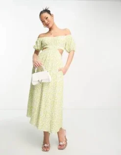 Forever New Petite - Vestito Lungo Con Spalle Scoperte A Fiori E Motivo Limoni -Vendite ASOS Maternity || RIVER ISLAND || Monki 204337524 4