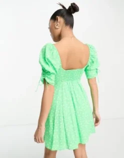 Forever New Petite - Vestito Corto Verde A Fiori Con Lacci Sulle Maniche -Vendite ASOS Maternity || RIVER ISLAND || Monki 204337549 3