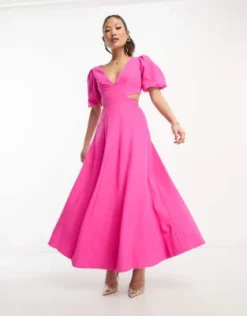 Forever New Petite - Vestito Lungo Rosa Con Maniche A Sbuffo -Vendite ASOS Maternity || RIVER ISLAND || Monki 204337584 4