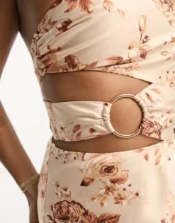 Forever New Petite - Vestito Lungo In Raso A Fiori Marrone Con Cut-out -Vendite ASOS Maternity || RIVER ISLAND || Monki 204337629 3