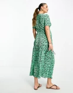ASOS Maternity ASOS DESIGN Maternity - Vestito Midi Plissé A Balze Verde E Nero A Fiorellini A Portafoglio -Vendite ASOS Maternity || RIVER ISLAND || Monki 204339260 4