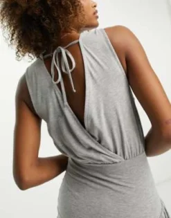 ASOS DESIGN - Vestito Midi Drappeggiato Grigio Mélange Con Fascia In Vita Asimmetrica -Vendite ASOS Maternity || RIVER ISLAND || Monki 204339320 4