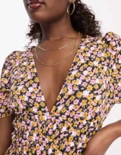 ASOS DESIGN - Vestito Midi Da Giorno Arricciato In Vita Con Maniche Voluminose Con Stampa A Fiorellini Rosa Polvere -Vendite ASOS Maternity || RIVER ISLAND || Monki 204339420 3