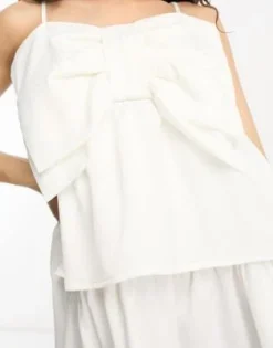 Esclusiva Pieces Petite - Bride To Be - Vestito Corto Bianco Con Spalline Sottili E Fiocco -Vendite ASOS Maternity || RIVER ISLAND || Monki 204345855 4