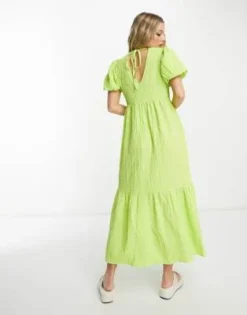Wednesday's Girl - Vestito Grembiule Midi Lime Testurizzato -Vendite ASOS Maternity || RIVER ISLAND || Monki 204346604 4