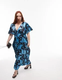Topshop Curve - Vestito Da Cerimonia Midi In Raso A Fiori Blu -Vendite ASOS Maternity || RIVER ISLAND || Monki 204348776 4