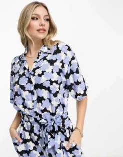 Monki - Vestito Camicia Midi Allacciato In Vita A Fiori Blu -Vendite ASOS Maternity || RIVER ISLAND || Monki 204348970 4