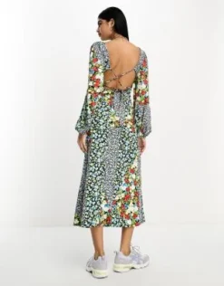 ASOS DESIGN - Vestito Midi A Maniche Lunghe Con Scollo A V E Stampa Mista -Vendite ASOS Maternity || RIVER ISLAND || Monki 204351021 3