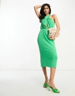 ASOS DESIGN - Vestito Longuette Verde Monospalla Senza Maniche Con Scollo Incrociato -Vendite ASOS Maternity || RIVER ISLAND || Monki 204353441 4