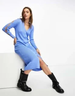 Object - Vestito Midi Blu Con Bottoni E Cut-out -Vendite ASOS Maternity || RIVER ISLAND || Monki 204354007 3