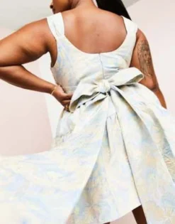 ASOS LUXE - Vestito Corto Skater In Jacquard Blu A Fiori -Vendite ASOS Maternity || RIVER ISLAND || Monki 204354147 3