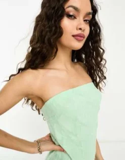 ASOS DESIGN Petite - Vestito Midi A Fascia In Jacquard Salvia -Vendite ASOS Maternity || RIVER ISLAND || Monki 204363568 3