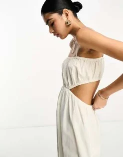 Pretty Lavish - Vestito Al Polpaccio Color Ostrica Arricciato Con Cut-out -Vendite ASOS Maternity || RIVER ISLAND || Monki 204364014 3