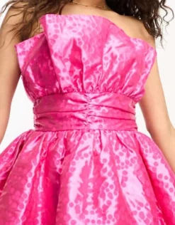 Esclusiva Collective The Label Petite - Vestito Corto Rosa Testurizzato A Fascia Arricciato -Vendite ASOS Maternity || RIVER ISLAND || Monki 204364756 3