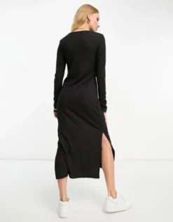 River Island - Vestito Midi Nero A Colonna Con Spacco Laterale -Vendite ASOS Maternity || RIVER ISLAND || Monki 204365215 3