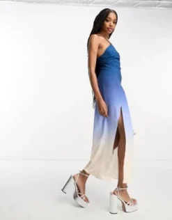 ASOS DESIGN Tall - Vestito Lungo Monospalla Blu Con Stampa Sfumata -Vendite ASOS Maternity || RIVER ISLAND || Monki 204371527 4