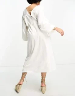 Pretty Lavish Curve - Vestito Lungo Bianco Con Maniche A Palloncino -Vendite ASOS Maternity || RIVER ISLAND || Monki 204371884 4