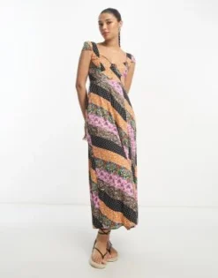 ASOS DESIGN - Vestito Midi In Viscosa Con Scollo A Cuore E Spacco Sul Davanti Con Stampa Cachemire Mista -Vendite ASOS Maternity || RIVER ISLAND || Monki 204378652 4