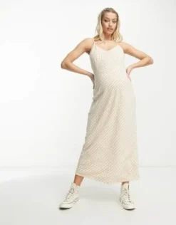 Cotton:On Maternity - Vestito Sottoveste Midi Con Scollo A V A Quadretti Tortora -Vendite ASOS Maternity || RIVER ISLAND || Monki 204392012 4