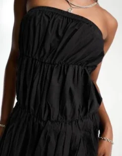 COLLUSION - Vestito Midi A Balze Nero A Fascia Raccolto In Vita -Vendite ASOS Maternity || RIVER ISLAND || Monki 204392805 3