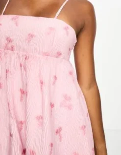 Collective The Label Petite - Vestito Midi Con Spalline Sottili A Trapezio In Broccato Rosa A Fiori -Vendite ASOS Maternity || RIVER ISLAND || Monki 204396462 3