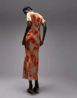 Topshop Tall - Vestito Midi A Maniche Corte Stile Sottoveste Asimmetrico Con Stampa Arancione -Vendite ASOS Maternity || RIVER ISLAND || Monki 204399772 3
