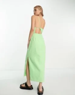 Whistles - Vestito Midi Monospalla In Lino Lime