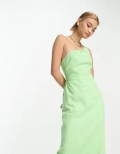 Whistles - Vestito Midi Monospalla In Lino Lime -Vendite ASOS Maternity || RIVER ISLAND || Monki 204433545 4