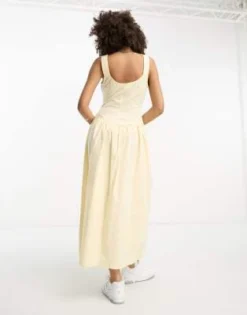 ASOS DESIGN - Vestito Midi Multitasche Con Vita Scesa In Cotone Crema Slavato Con Zip -Vendite ASOS Maternity || RIVER ISLAND || Monki 204449486 2
