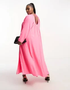 ASOS DESIGN Curve - Vestito Al Polpaccio In Raso Slavato Fluo Con Maniche Voluminose -Vendite ASOS Maternity || RIVER ISLAND || Monki 204470334 3