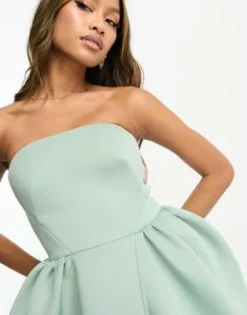 ASOS DESIGN - Vestito Midi A Fascia Verde Salvia Ghiacciato Con Design A Bolla -Vendite ASOS Maternity || RIVER ISLAND || Monki 204472358 4