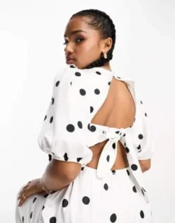 Style Cheat - Vestito Midi Allacciato Dietro Bianco A Pois -Vendite ASOS Maternity || RIVER ISLAND || Monki 204480043 3