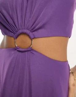 Morgan - Vestito Midi Viola Allacciato Al Collo Con Anello E Cut-out -Vendite ASOS Maternity || RIVER ISLAND || Monki 204494002 3