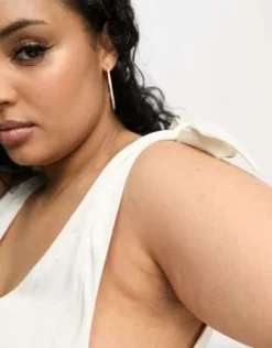 Vila Curve - Vestito Lungo Da Sposa Con Spalline Sottili In Raso Color Crema -Vendite ASOS Maternity || RIVER ISLAND || Monki 204496304 3