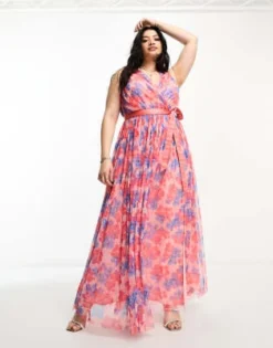 Anaya Plus - Vestito Lungo A Portafoglio In Tulle Multicolore A Fiori -Vendite ASOS Maternity || RIVER ISLAND || Monki 204500498 3