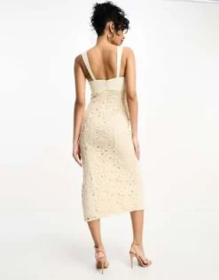 ASOS DESIGN - Vestito Midi Con Coppe All'uncinetto Color Pietra -Vendite ASOS Maternity || RIVER ISLAND || Monki 204533437 4