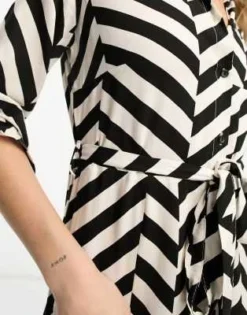 New Look - Vestito Camicia Midi Con Cintura E Motivo, Colore Nero -Vendite ASOS Maternity || RIVER ISLAND || Monki 204536551 3