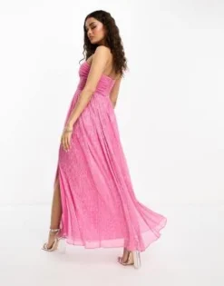 Forever New Petite - Vestito Lungo Con Bustino Senza Spalline Rosa Plissé -Vendite ASOS Maternity || RIVER ISLAND || Monki 204537878 4