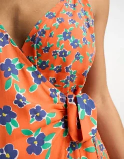 Wednesday's Girl - Vestito Midi Con Spalline Sottili Arancione A Fiori A Portafoglio -Vendite ASOS Maternity || RIVER ISLAND || Monki 204539750 3