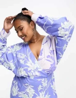 ASOS DESIGN Curve - Vestito Midi A Portafoglio In Viscosa Con Stampa Floreale Mista E Maniche Ad Ali Di Pipistrello -Vendite ASOS Maternity || RIVER ISLAND || Monki 204540255 2