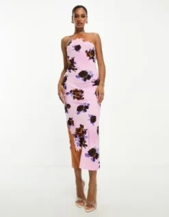 ASOS DESIGN - Vestito Midi Monospalla A Fiori Con Finiture In Pizzo -Vendite ASOS Maternity || RIVER ISLAND || Monki 204540468 4